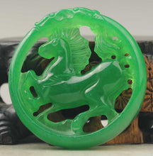 Load image into Gallery viewer, 10% OFF- Certified Natural Icy Jadeite Emerald Jade Handcarved Horse Pendant《Grade A》NO.C964