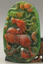 Load image into Gallery viewer, 10% OFF- Certified Natural Red and Green Jadeite Emerald Jade Handcarved Horse Pendant《Grade A》NO.C899