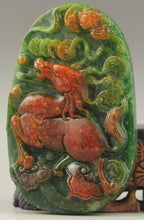 Load image into Gallery viewer, 10% OFF- Certified Natural Red and Green Jadeite Emerald Jade Handcarved Horse Pendant《Grade A》NO.C899