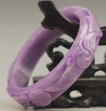 Load image into Gallery viewer, 10% OFF- 56/57/58 mm Certified Natural Jadeite Emerald A*Jade Handcarved Dragon Phenix Bangle NO.C885