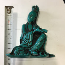 Load image into Gallery viewer, 4.72''H- Chinese Natural Antique Exquisite Turquoise Handcarved Sculpture Guanyin Statue