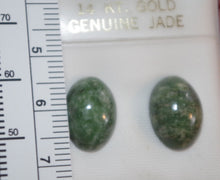 Load image into Gallery viewer, 10% OFF- 2 pcs-Certified Natural Jadeite Emerald Jade A Pair of 14K GF Green Spotted Voyoming Jade Oval Stud Earrings LL《Grade A》