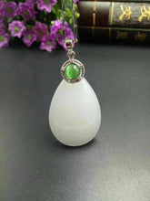 Load image into Gallery viewer, 10% OFF- Certified Chinese Natural Emerald White Jade Handcarved Oval Pendant A2018