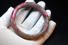 Load image into Gallery viewer, 10% OFF- 59/60/61 mm Certified Natural Red Peach Blossom Emerald A*Jade Handcarved Bangle XB-270