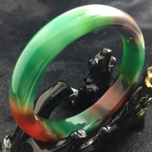 Load image into Gallery viewer, 10% OFF- 58/59/60 mm Certified Natural 3 Color Emerald Jade Handcarved Bangle X-1133