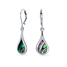 Load image into Gallery viewer, 10% OFF- 2 pcs-Certified Natural Abalone Shell Inlay Dangle Teardrop Earrings