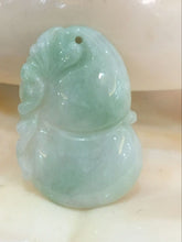 Load image into Gallery viewer, 10% OFF- Certified Natural Icy Jadeite Emerald Jade HandCarved Translucent Gourd Ruyi Pendant《Grade A》0593