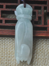 Load image into Gallery viewer, 10%OFF- Certified Natural Icy Jadeite Emerald Jade Translucent Guanyin Hand Pendant《Grade A》8544