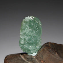 Load image into Gallery viewer, 10% OFF- Certified Natural Ice Jadeite Emerald Jade Tablet Translucent Dragon Pendant《Grade A》4938
