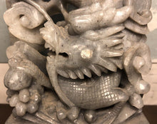 Load image into Gallery viewer, 6.50'' Height-Chinese Antique Genuine Natural Gray Jade HandCarved Lucky Dragon Pearl Statue