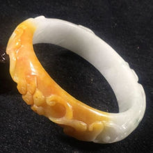 Load image into Gallery viewer, 10% OFF- 56/57/58mm Certified Natural Red Yellow White Jadeite Emerald A*Jade HandCarved Bamboo Bangle A032