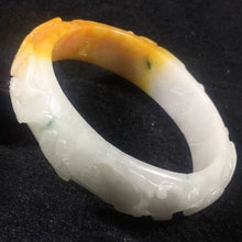 Load image into Gallery viewer, 10% OFF- 56/57/58mm Certified Natural Red Yellow White Jadeite Emerald A*Jade HandCarved Bamboo Bangle A032