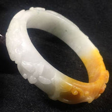 Load image into Gallery viewer, 10% OFF- 56/57/58mm Certified Natural Red Yellow White Jadeite Emerald A*Jade HandCarved Bamboo Bangle A032