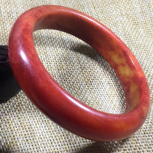 Load image into Gallery viewer, 10% OFF- 57/58/59 mm Certified Natural Red Yellow Jadeite Emerald A*Jade HandCarved Ruyi Flower Bangle A1600