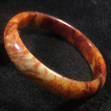 Load image into Gallery viewer, 10% OFF- 58/59/60 mm Certified Natural Red Yellow Jadeite Emerald A*Jade HandCarved Ruyi Flower Bangle A042