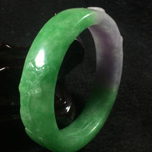 Load image into Gallery viewer, 10% OFF- 59/60/61 mm Certified Natural 3 Color Jadeite Emerald A*Jade HandCarved Ruyi Flower Bangle A054