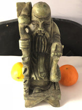 Load image into Gallery viewer, 7.75''H-Chinese Antique Genuine Natural Green Jade HandCarved Longevity Wise God Statue