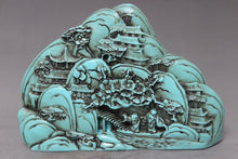 Load image into Gallery viewer, 5.75''L- Chinese Natural Antique Exquisite Turquoise Handcarved Sculpture Landscape Statue