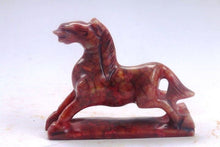 Load image into Gallery viewer, 4.72''L-Chinese Antique Genuine Natural Red Jade HandCarved Lucky Horse Statue