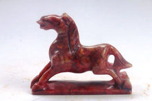 Load image into Gallery viewer, 4.72''L-Chinese Antique Genuine Natural Red Jade HandCarved Lucky Horse Statue