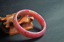 Load image into Gallery viewer, 10% OFF- 58/59/60 mm Certified Natural Red Peach Blossom Emerald A*Jade Handcarved Bangle X01