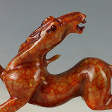 Load image into Gallery viewer, 6.14''L-Chinese Antique Genuine Natural Red Jade HandCarved Lucky Horse Statue
