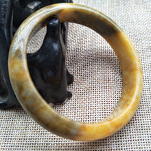 Load image into Gallery viewer, 10% OFF- 58/59/60 mm Certified Natural Red Yellow Jadeite Emerald A*Jade HandCarved Bamboo Bangle A2355