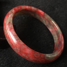 Load image into Gallery viewer, 10% OFF- 56/57/58mm Certified Natural Red Peach Blossom Emerald A*Jade HandCarved Bangle A008