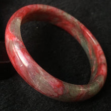 Load image into Gallery viewer, 10% OFF- 56/57/58mm Certified Natural Red Peach Blossom Emerald A*Jade HandCarved Bangle A008