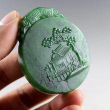 Load image into Gallery viewer, 10% OFF- Certified Natural Jadeite Emerald Jade Handcarved Landscape Pendant《Grade A》0425