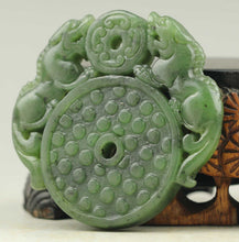Load image into Gallery viewer, 10% OFF- Certified Natural Jadeite Emerald Jade Handcarved Double Dragons Pendant《Grade A》NO.C057