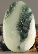 Load image into Gallery viewer, 10% OFF- Certified Natural Jadeite Emerald Jade Handcarved Mountain and Tower Landscape Pendant《Grade A》NO.X085