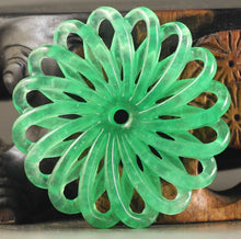 Load image into Gallery viewer, 10% OFF- Wonderful Unique Certified Natural Jadeite Emerald A*Jade HandCarved Flower Pendant NO.A972
