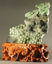 Load image into Gallery viewer, 9.1in/23cm H- Chinese Genuine Natural Green Dushan Jade HandCarved Big Flower Statue
