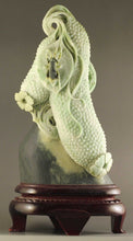 Load image into Gallery viewer, 9.1in/22.3cm H- Chinese Genuine Natural Nanyan Dushan Jade HandCarved Cucumber 飞黄腾达feihuangtenda Statue