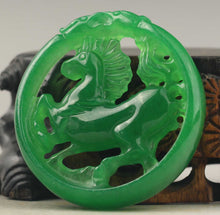 Load image into Gallery viewer, 10% OFF- Certified Natural Icy Jadeite Emerald Jade Handcarved Horse Pendant《Grade A》NO.C964