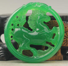 Load image into Gallery viewer, 10% OFF- Certified Natural Icy Jadeite Emerald Jade Handcarved Horse Pendant《Grade A》NO.C964