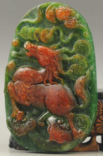 Load image into Gallery viewer, 10% OFF- Certified Natural Red and Green Jadeite Emerald Jade Handcarved Horse Pendant《Grade A》NO.C899