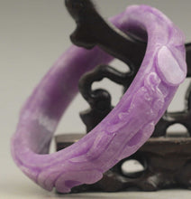 Load image into Gallery viewer, 10% OFF- 56/57/58 mm Certified Natural Jadeite Emerald A*Jade Handcarved Dragon Phenix Bangle NO.C885