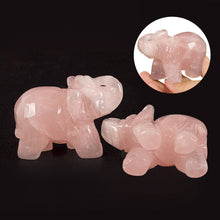 Load image into Gallery viewer, A Pair of Chinese Genuine Natural Pink Jade HandCarved Elephant Feng Shui Statues (2pcs)