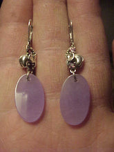 Load image into Gallery viewer, 10% OFF- 2 pcs Certified Natural Lavender Jadeite Emerald A*Jade HandCarved A Pair of Lucky Oval Disc Jade HSN Amethyst Earrings