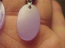 Load image into Gallery viewer, 10% OFF- 2 pcs Certified Natural Lavender Jadeite Emerald A*Jade HandCarved A Pair of Lucky Oval Disc Jade HSN Amethyst Earrings