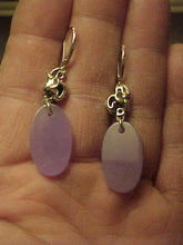Load image into Gallery viewer, 10% OFF- 2 pcs Certified Natural Lavender Jadeite Emerald A*Jade HandCarved A Pair of Lucky Oval Disc Jade HSN Amethyst Earrings