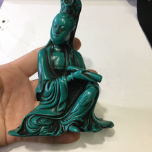 Load image into Gallery viewer, 4.72''H- Chinese Natural Antique Exquisite Turquoise Handcarved Sculpture Guanyin Statue
