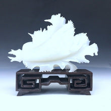 Load image into Gallery viewer, 7.08''L-Chinese Genuine Natural White Jade Handcarved Lucky Cabbage Statue