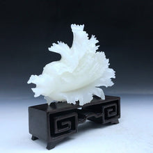 Load image into Gallery viewer, 7.08''L-Chinese Genuine Natural White Jade Handcarved Lucky Cabbage Statue