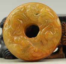 Load image into Gallery viewer, 10% OFF- Certified Natural Red Yellow Jadeite Emerald A*Jade HandCarved Dragon Pendant NO.C185