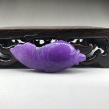 Load image into Gallery viewer, 10% OFF- Certified Natural Purple Jadeite Emerald Jade HandCarved Gold Fish Pendant《Grade A》A238
