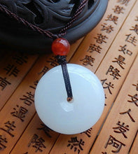 Load image into Gallery viewer, Certified Natural Emerald A*Jade Handcarved Peace Buckle Pendant