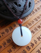 Load image into Gallery viewer, Certified Natural Emerald A*Jade Handcarved Peace Buckle Pendant
